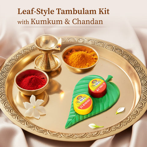 Leaf-Style Thambulam Kit with Kumkum & Turmeric 10 nos (Pack of 2)
