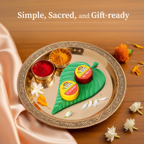 Leaf-Style Thambulam Kit with Kumkum & Turmeric 10 nos (Pack of 2)
