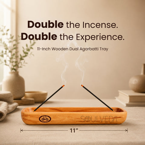 Tray Design Wooden Incense Holder & Ash Catcher Tray | 11 Inch Agarbatti Stand & Incense Stick Holder | Heat Resistant, Easy to Clean | Ideal for Pooja, Meditation, Yoga, Home & Office Decor