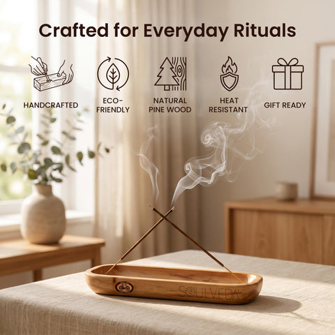 Tray Design Wooden Incense Holder & Ash Catcher Tray | 11 Inch Agarbatti Stand & Incense Stick Holder | Heat Resistant, Easy to Clean | Ideal for Pooja, Meditation, Yoga, Home & Office Decor