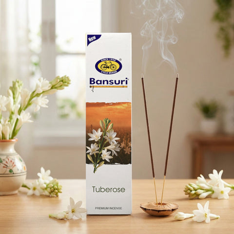 Bansuri Tuberose Agarbathi | White Floral Incense for Puja & Daily Use