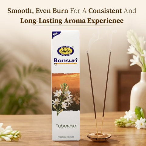 Bansuri Tuberose Agarbathi | White Floral Incense for Puja & Daily Use