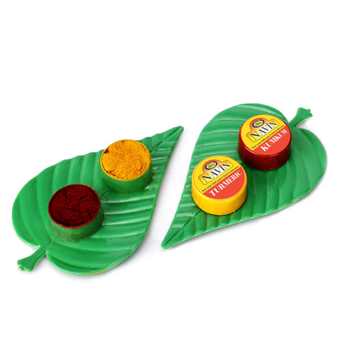 Leaf-Style Thambulam Kit with Kumkum & Turmeric 10 nos (Pack of 2)
