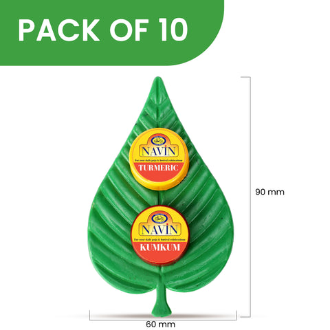 Leaf-Style Thambulam Kit with Kumkum & Turmeric 10 nos (Pack of 2)