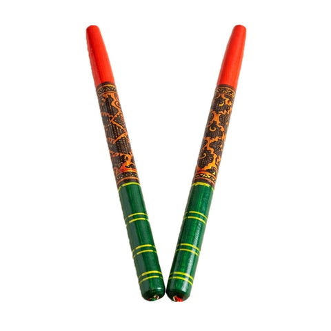 Traditional Folk Art Painted Wooden Dandiya Sticks
