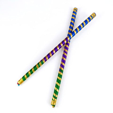 Handcrafted Multicolor Silk Ribbon Wrapped Wooden Dandiya Sticks