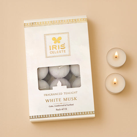 IRIS Celeste White Musk Scented Tealight Candles