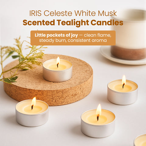 IRIS Celeste White Musk Scented Tealight Candles