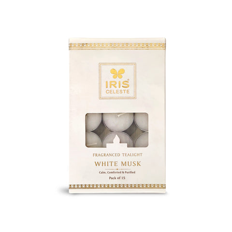 IRIS Celeste White Musk Scented Tealight Candles