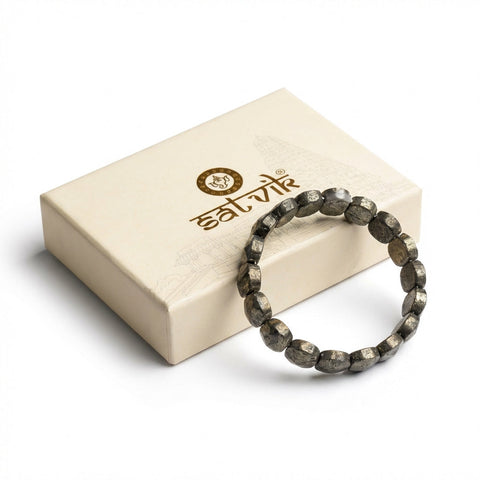 Flat Beaded Pyrite Stone Bracelet Stylish Spiritual Wear