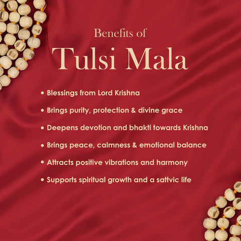 100% Pure Tulsi Kanthi Wooden Mala with Radha Name