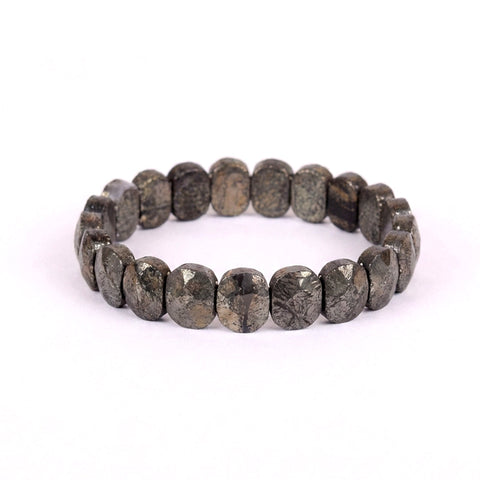 Flat Beaded Pyrite Stone Bracelet Stylish Spiritual Wear